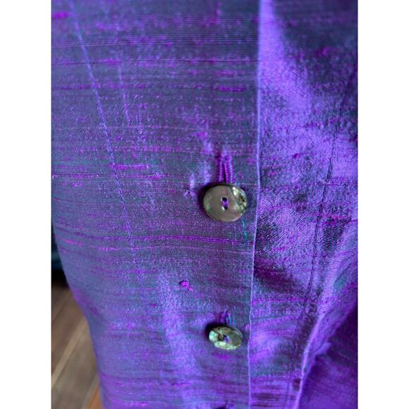Oversized Silk Taffeta Button-up Jacket - Purple, Luxury, Office, True Vintage - Picture 3 of 4